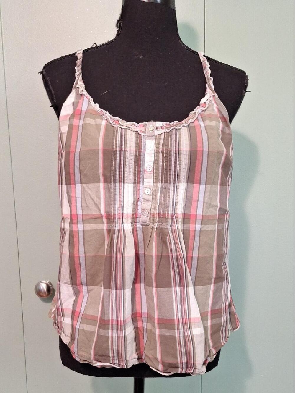 Y2k Aeropostale Plaid Striped Tank Top Size Large